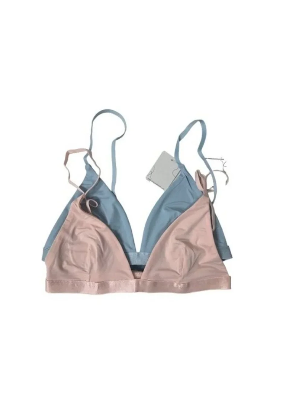 Bundle Of Two Triangle Bralettes Baby Blue & Light Pink
